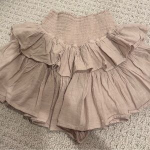 Women's Ruffled Mini Skirt in Tan